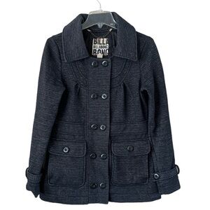 Billabong Double Breasted Coat Size Large Front Pockets Collar Heather Gray